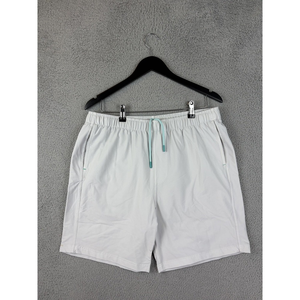 Myles Shorts Mens XL White Stretch Nylon 8 In Inseam Athletic Pockets Drawstring